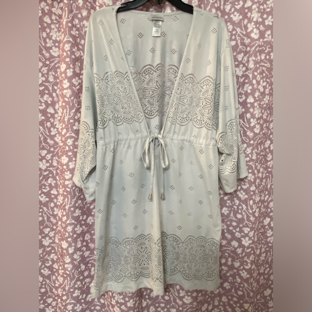 (S44) Wear Abouts XL Tie Waist Off-White Lace Swimsuit Coverup